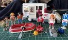 Vintage Playmobile Hotel Bus Shuttle Van 6 Figures, Raft, Accessories 2004
