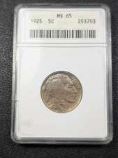 1925 Buffalo Nickel ANACS MS65 TONING! Old Soapbox! KEY DATE & RARE! Ships Free!