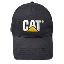Caterpillar CAT Logo Embroidered Black Baseball Cap One Size Slideback Work Hat