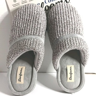 NEW Dear Foams True Comfort Women 5-6/Small Grey Knit Memory Foam Clog Slippers