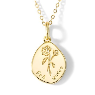 Birth Flower Necklace 18k Gold Plated Custom Pendant Necklaces Dainty Perso - 05