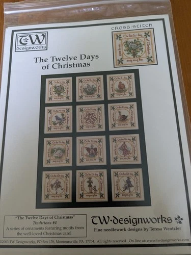 Rare cross stitch chart Twelve Days of Christmas TW Design works Wentzler NEW