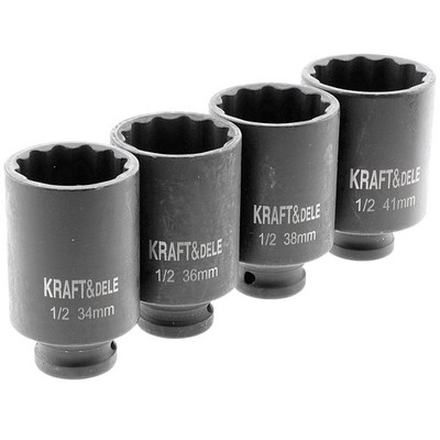 Schlagschrauber Steck Schlüssel Nuss Satz 34 36 38 41 MM Antriebswelle 12-Kant