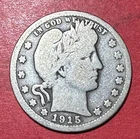 1915 US Barber SILVER Quarter "Philadelphia" Mint! Good/VG! Old US Coin!