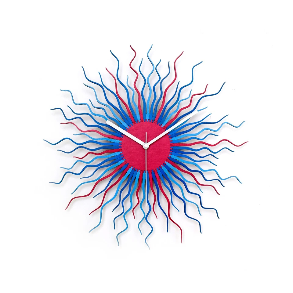 Starburst shape blue / pink wall clock with noiseless movement - Medusa blue - Image 2 of 4