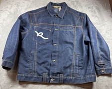 Roca Wear Denim Jacket Mens 3XL Blue Y2K Hip Hop Jean Jacket