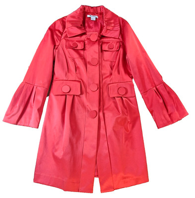 NYGARD COLLECTION Trench Coat Overcoat Red Womens Size 8 Cotton Poly Spandex