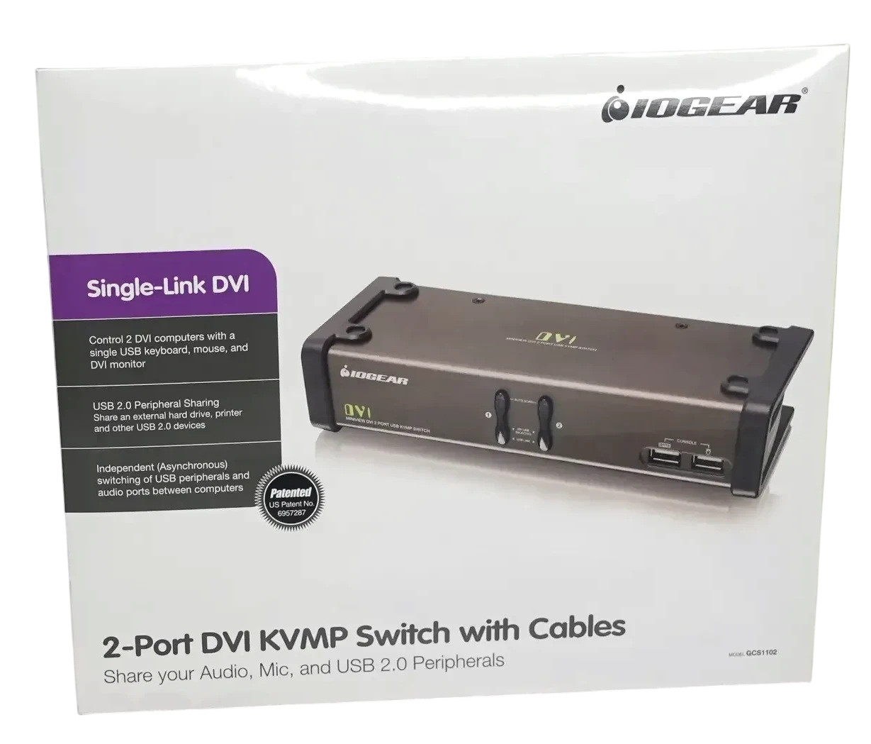 NEW - IOGEAR GCS1102 2-Port DVI KVM Switch with Cables