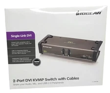 NEW - IOGEAR GCS1102 2-Port DVI KVM Switch with Cables