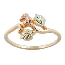 Mt. Rushmore Black Hills Gold Ladies Rose Flower Ring 10k Yellow Gold Sizes 6-9