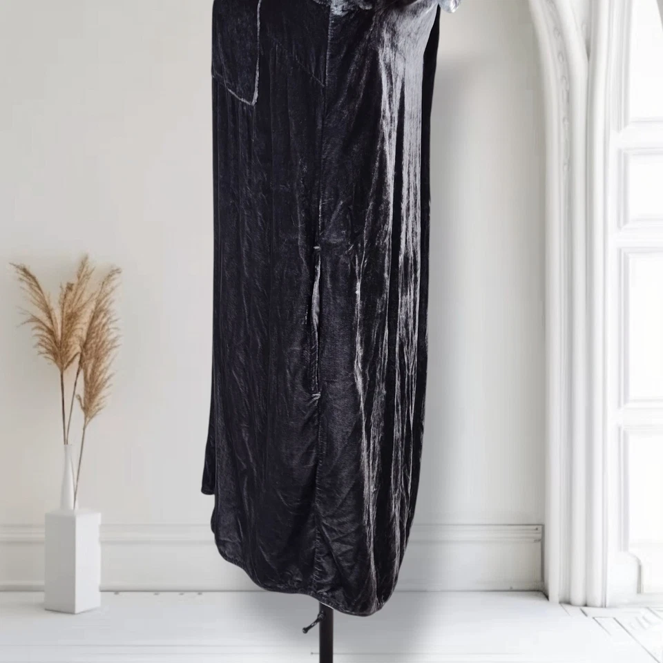 Vestido Camisa Sundance Rocio Terciopelo XL Gris Cuello Manga Larga Botón Delantero Foto 4 de 4