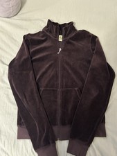 Juicy Couture Velour Full Zip Sweatshirt Jacket w/ Pockets Brown Womens L