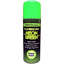 Green Fluorescent Bright Neon Spray Paint 200ml Aerosol Matt Hi Vis Safety