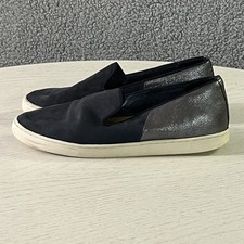Birdies Flats Womens 8 Blue Leather The Swift Metallic Slip On Sneaker Loafers