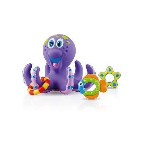 Kids Octopus Ring Toss Hoopla Bath Toy Set w/ 3 Rings for Ages 18 Months & Up
