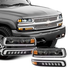 Pair Led Headlightsbumper Lamps For 1999-2002 Chevy Silverado 2000-2006 Tahoe