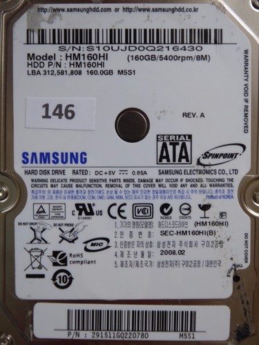 160GB Samsung HM160HI / 2008.02 / PCB: MANGO REV.03 #146