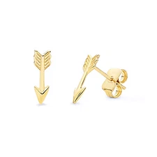 Wellingsale 14k Yellow Gold Arrow Earrings (11 x 3 mm)