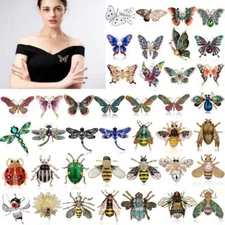2024 Fashion Cute Animal Butterfly Insect Crystal Brooch Pin Women Party Jewelry