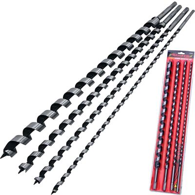 Neilsen 4pc 600mm Long Auger Wood Woodworking  Bit Set 8mm 12mm 16mm 24mm