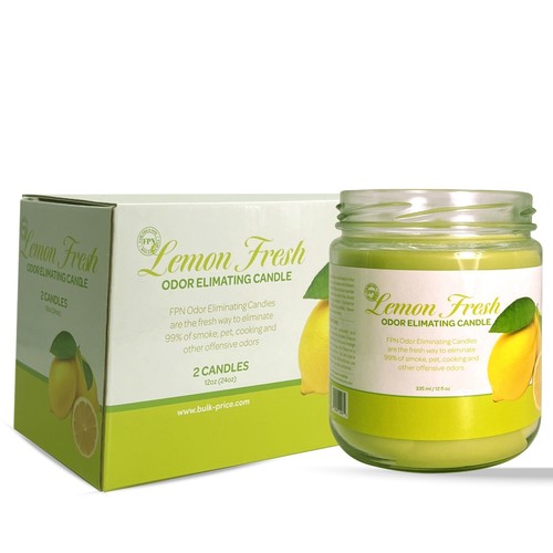 FPN Smoke Scented Odor Eliminator Candles 12oz Soy Wax Candle Lemon Scent 2 Pc - Picture 11 of 11