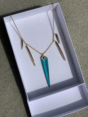 GENUINE Alexis Bittar Miss Havisham Lucite Aquamarine Black Necklace Lucite