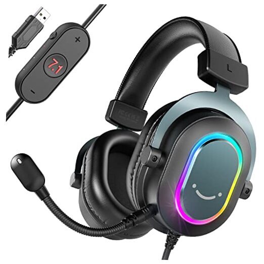 Gaming Headset for PC-Wired Headphones with Microphone-7.1 Surround Black-image