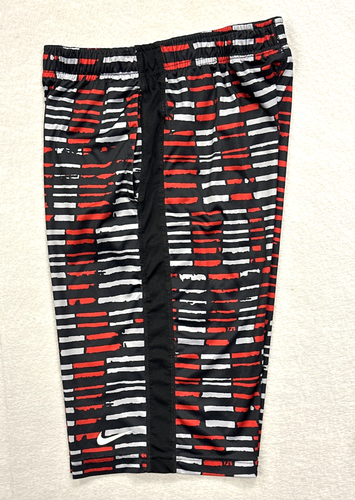 Nike Dri Fit Printed Training Shorts Black Red Gray Boy’s Youth XL