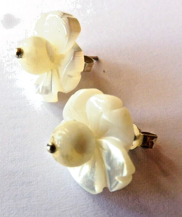 Boucles d'oreilles nacre et perle argent massif anti allergie oreilles sensibles