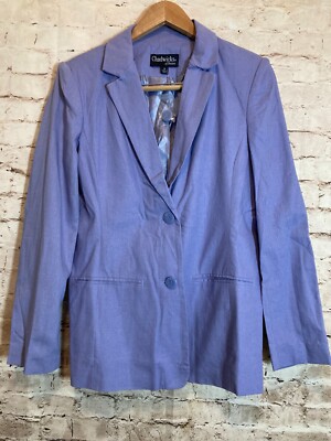 Chadwicks of Boston Linen Blazer Women 8 Periwinkle Two Button Lined Lightweigh