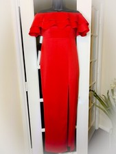 Boohoo Night Red Off Shoulder Long Dress Size 8