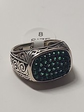 Sterling Silver Green spinel ring spinel gemstones Ring Sz 8 Ring