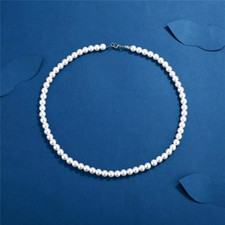 Pearl Necklace Simple Handmade Strand Bead Necklace Trendy Jewelry Necklace