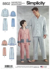 Simplicity 8802 Loungewear & Pajamas for Boys & Men Sz S-L, XS-XL UNCUT Pattern