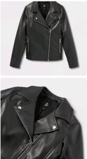 Girls' Faux Leather Jacket - art class Black S 6/6x T9