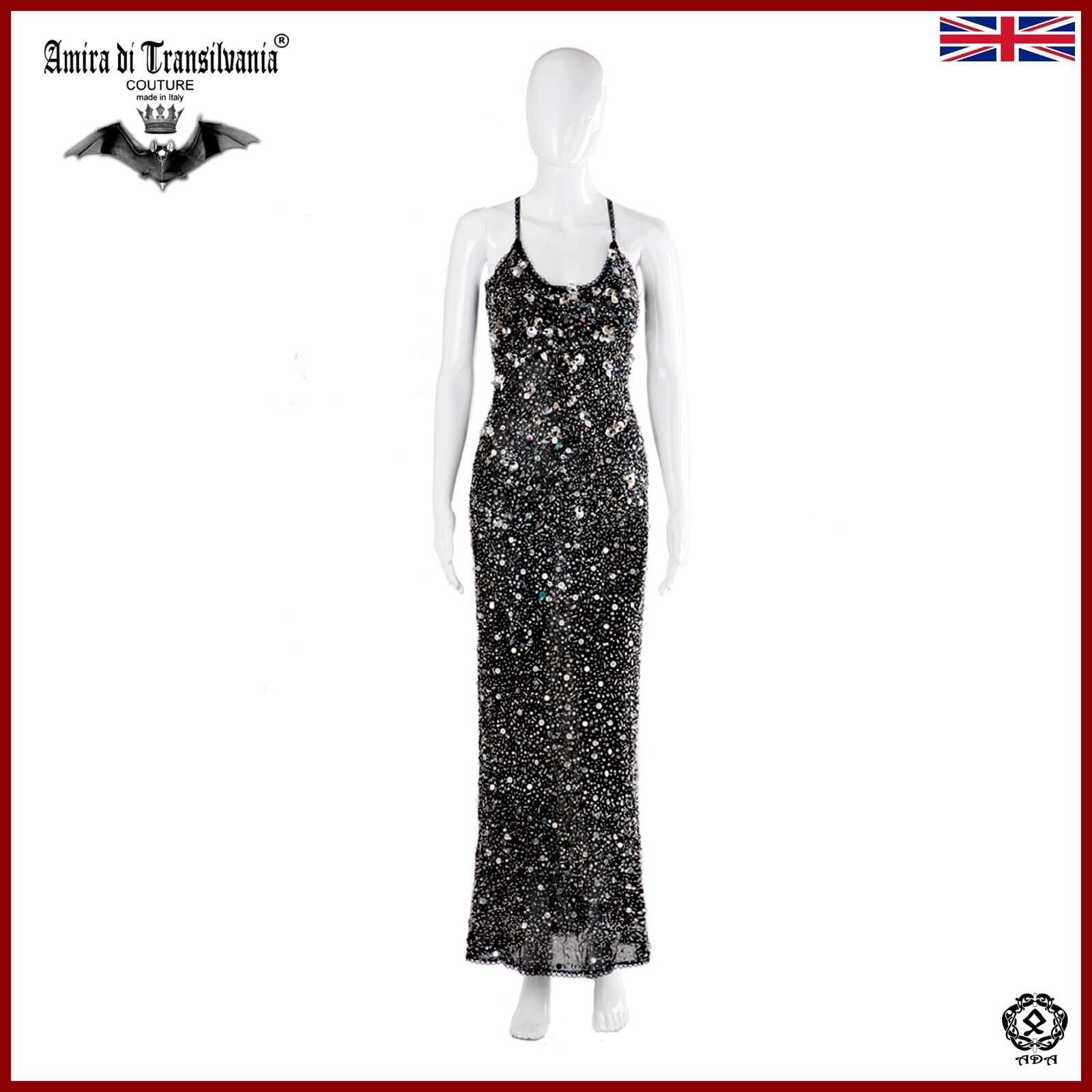 woman clothing summer couture luxury elegant black long sequins beads crystals 1
