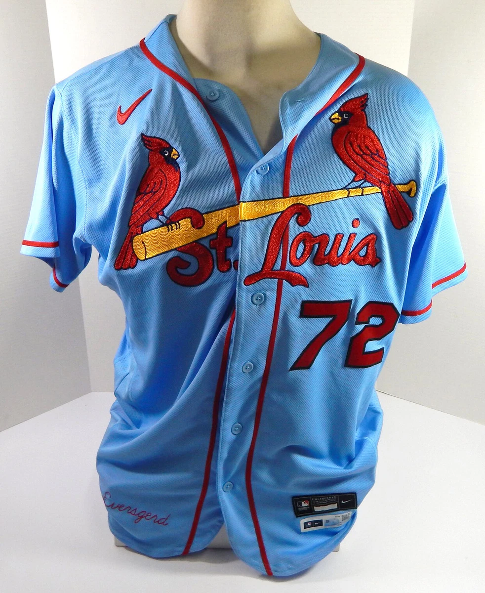 2022 St Louis Cardinals Bryan Eversgerd #72 Game Issued Used Powder Blue  Jersey