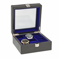 Black Genuine Leather 4 Watch + 6 Pair Cufflink Collectors Box By Aevitas Black Genuine Leather 4 Watch + 6 Pair Cufflink Collectors Box By Aevitas