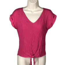 Splendid Shirt Blouse ~ Sz Small ~ Pink ~ Short Sleeve ~ V-Neck ~ Cap Sleeve