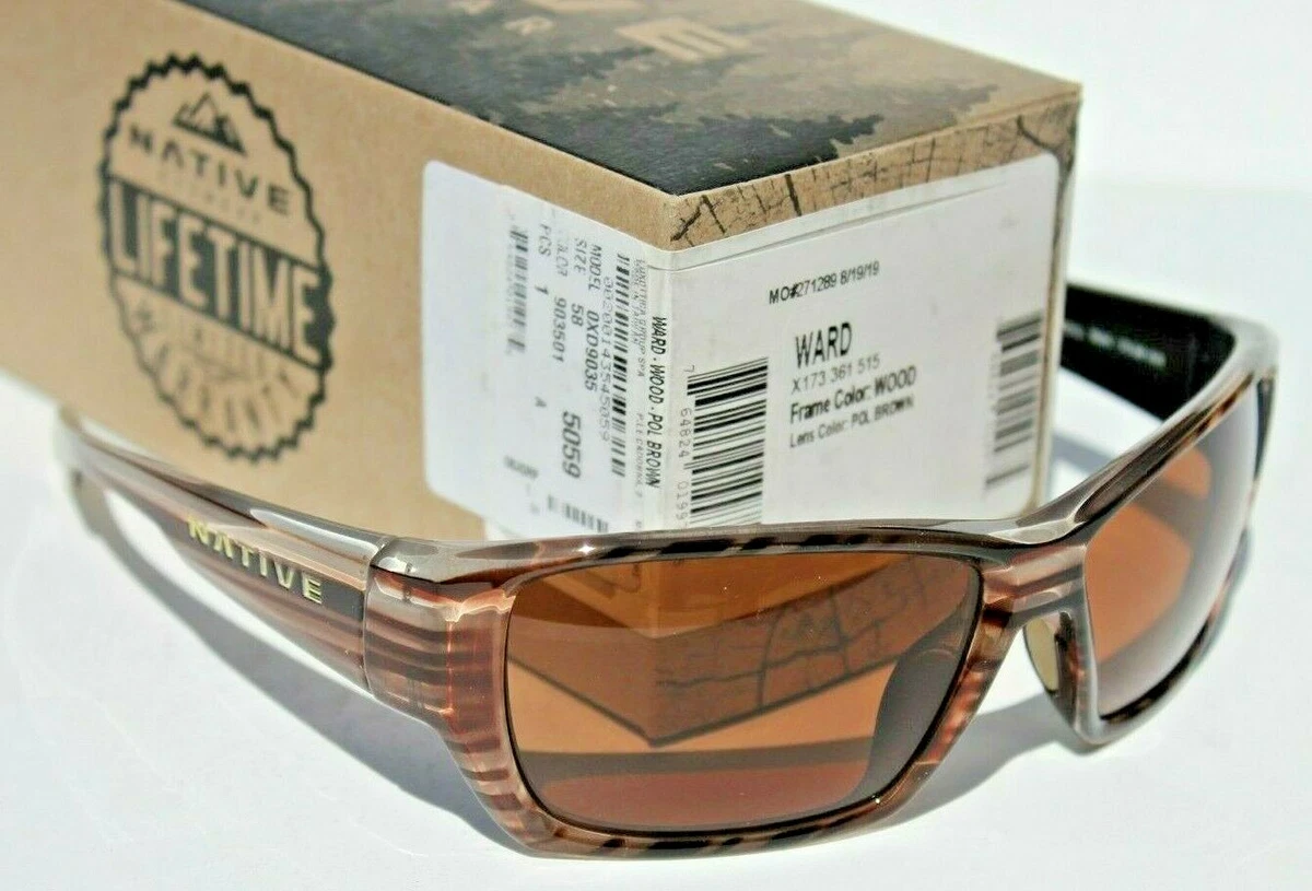 NATIVE EYEWEAR Ward POLARIZED Sunglasses Wood Brown NEW 129