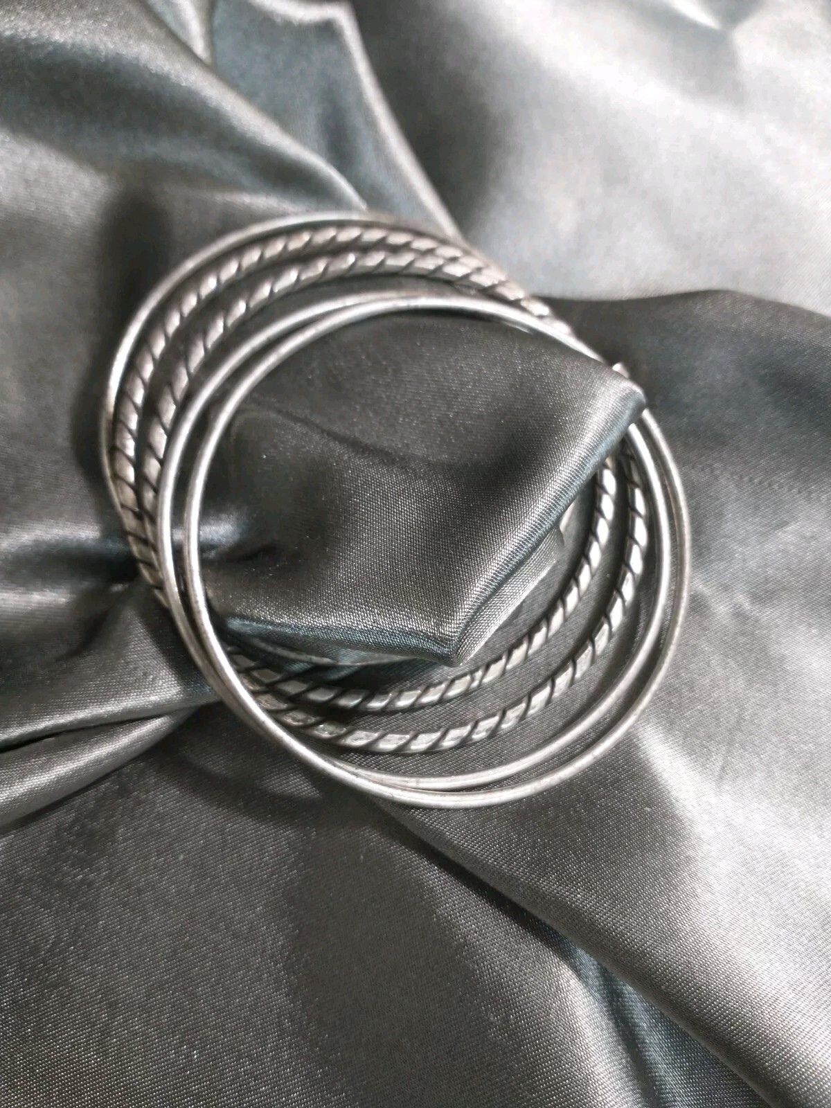 Vintage Aarre Krogh Denmark Sterling Silver A&K Stamped Bangle Bracelets Set 42g