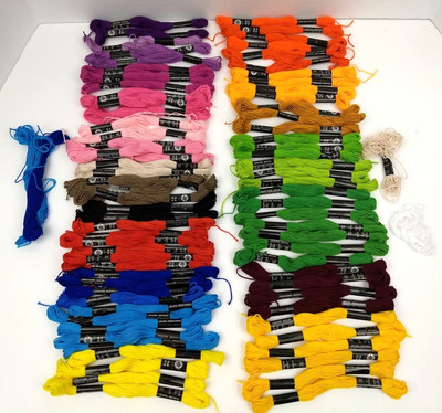 LOOPS & THREADS Embroidery Floss Crafts Lot of 78+ Skeins Needlecraft NOS