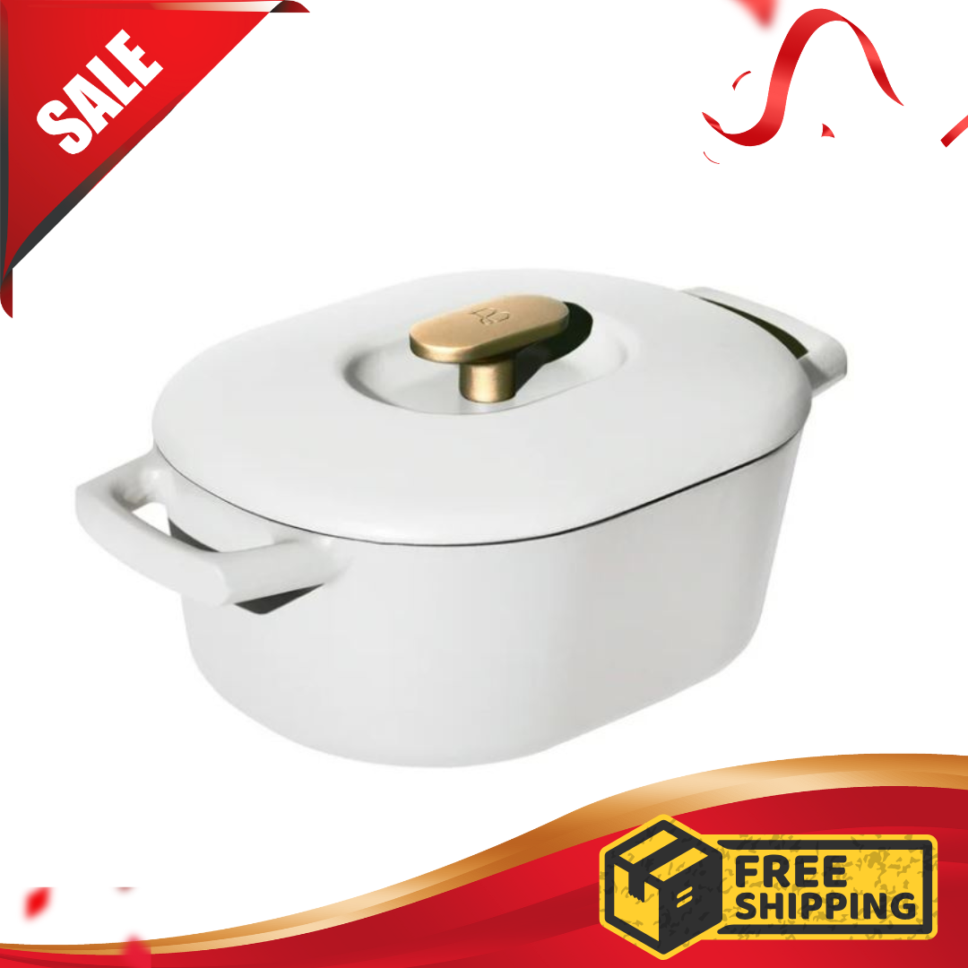 Drew Barrymore White Icing 6 Quart Enamel Dutch Oven on Sale