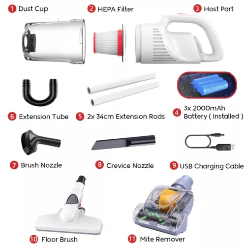 Aspiradora de mano compacta sin bolsa y vertical 12000PA 120W - suelo duro para el hogar - Imagen 5 de 12