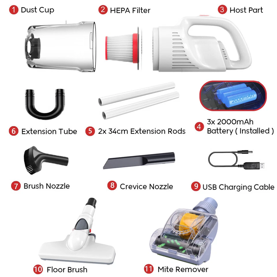 4 En 1 Aspiradora De Pisos Inalambrica Ligera Escoba Alfombras Limpieza General - Image 4 of 4