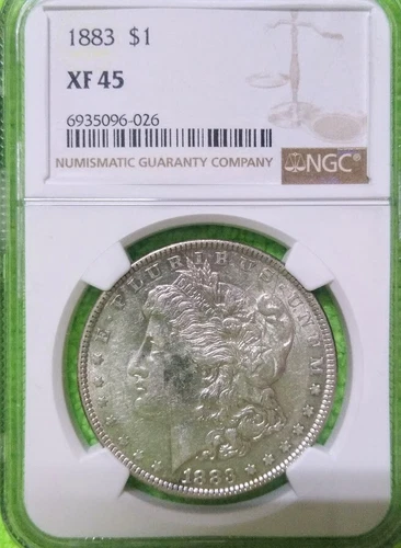 1883 0 $1 ✪AMERICAN MORGAN ✪ 90%SILVER ◢ TRUSTED NGC XF
