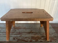Vintage Rustic Small Step Stool Vintage Primitive Brown Wooden Milking Farmhouse