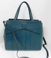 Zac Posen Shirley Green Leather Bow Large Tote Crossbody Bag