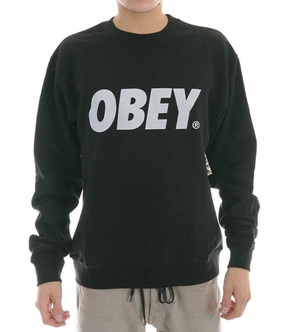 Obey FONT CREWNECK Black Grey 