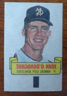 1966 TOPPS BASEBALL RUB OFF JOHN O'DONOGHUE KANSAS CITY ATHLETICS U-4294